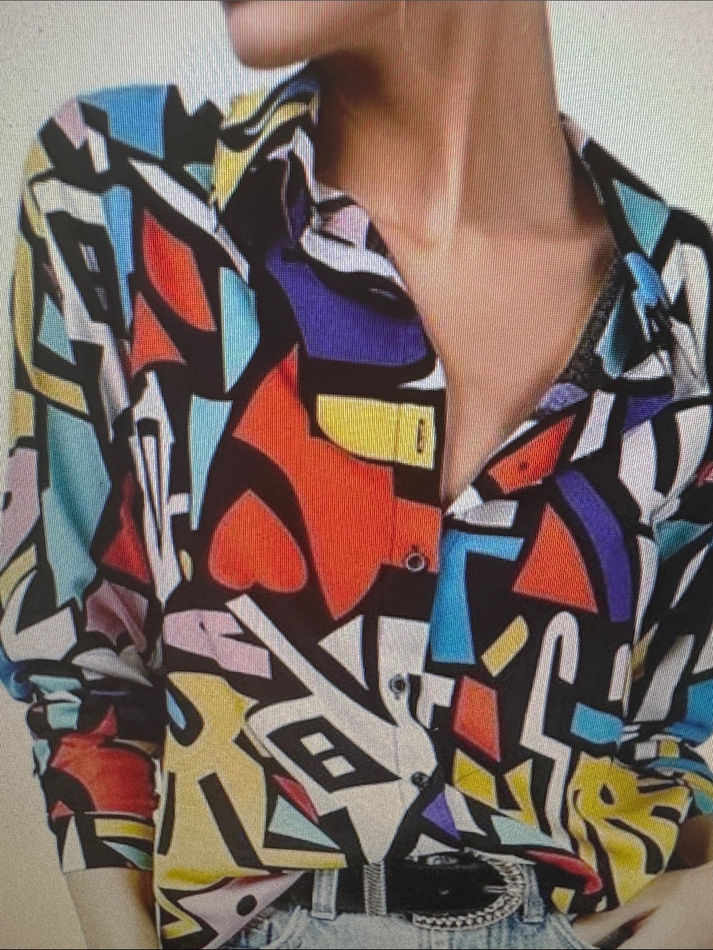 Women's Multicolor Abstract Button-Up Blouse